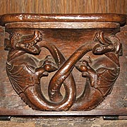 The Laughing Wyverns Misericord in Fairford Church
