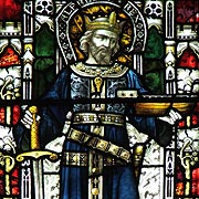 King Alfred as Founder of the British Navy in Stained Glass